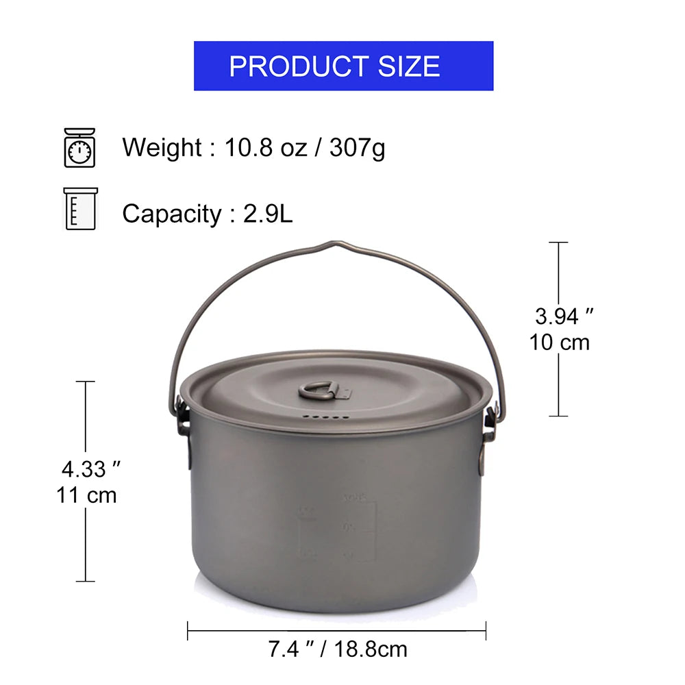 Widesea Camping Tableware Titanium Cookware set