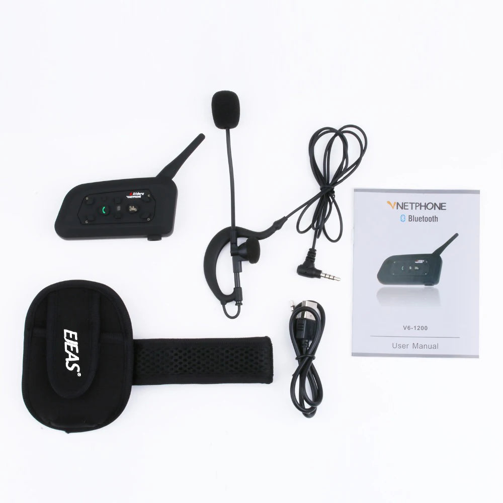 Vnetphone V6C Full Duplex 1200M Football Referee Arbitration Bluetooth Intercom Earhook Headset