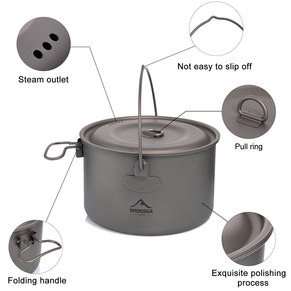 Widesea Camping Tableware Titanium Cookware set