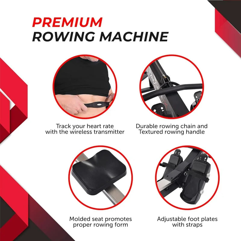 Foldable Rowing Machine with Dynamic Air Resistance for Home Gym Fitness