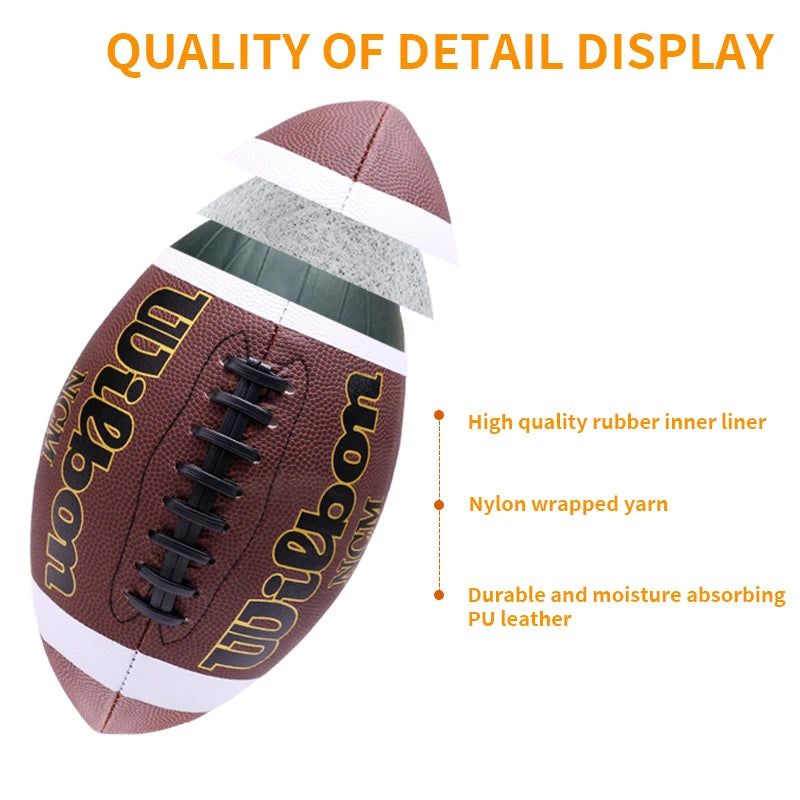 High-Quality PU Leather Rugby/American Football Ball