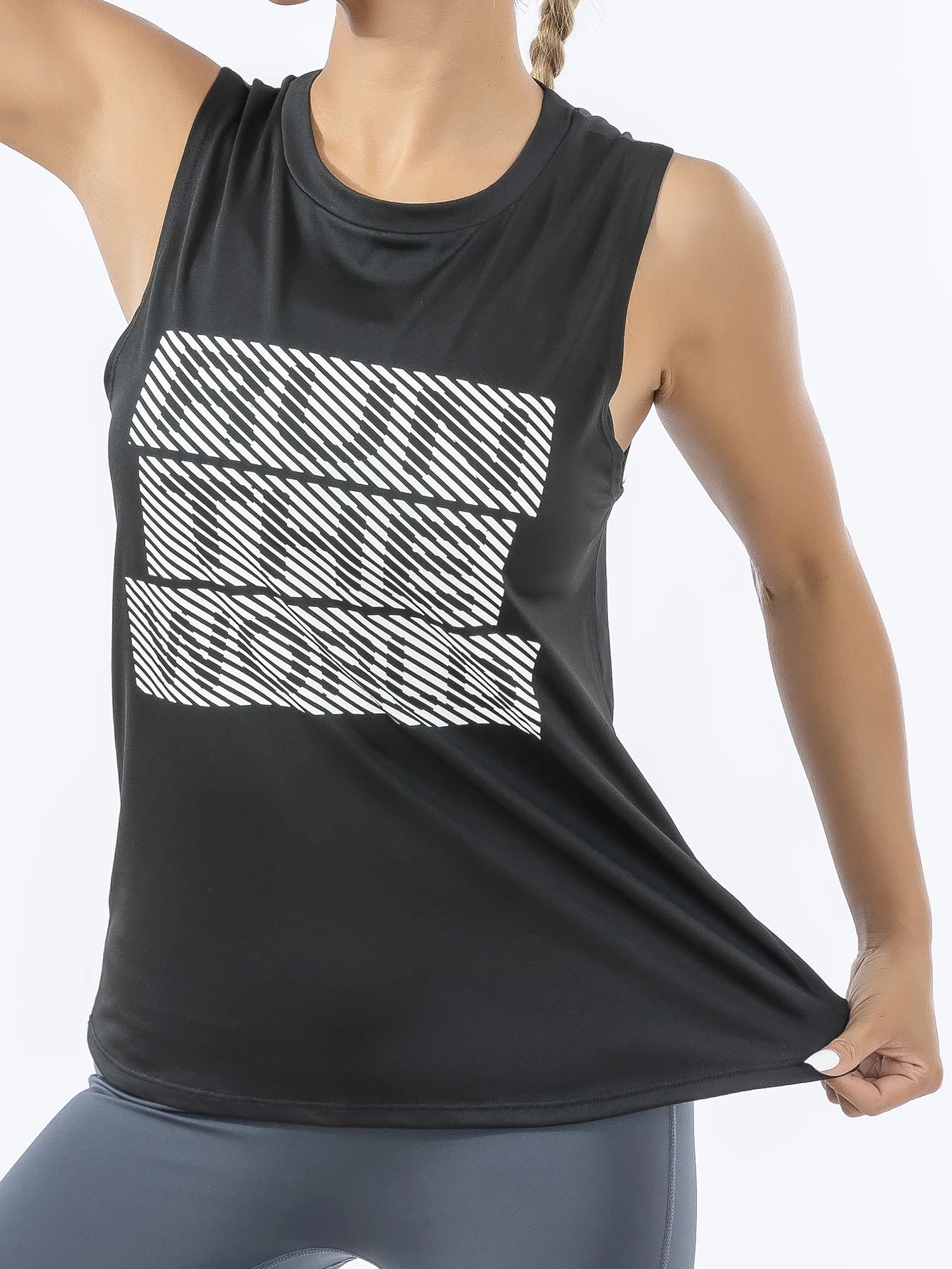 Retro Quick-Dry Black Sports Tank Top