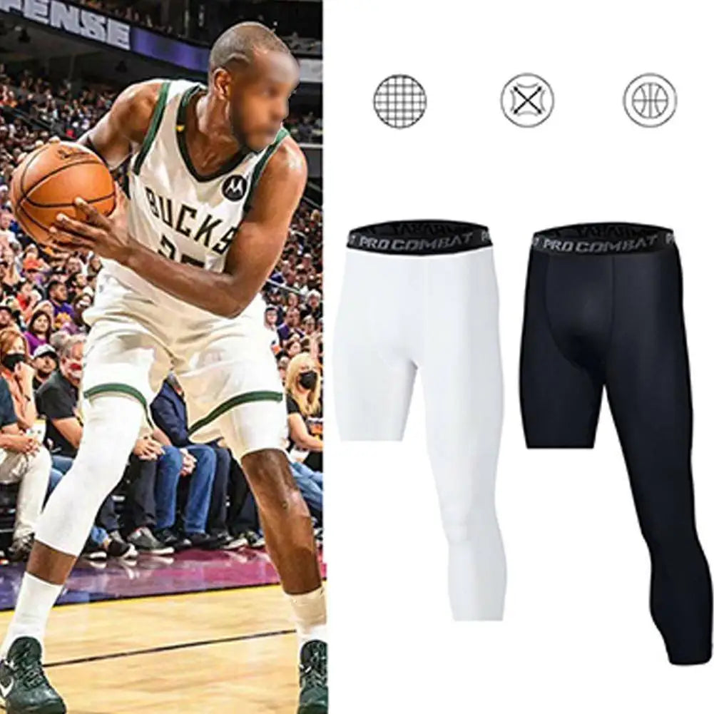 One Leg Basketball Tights Compression Polyester pants