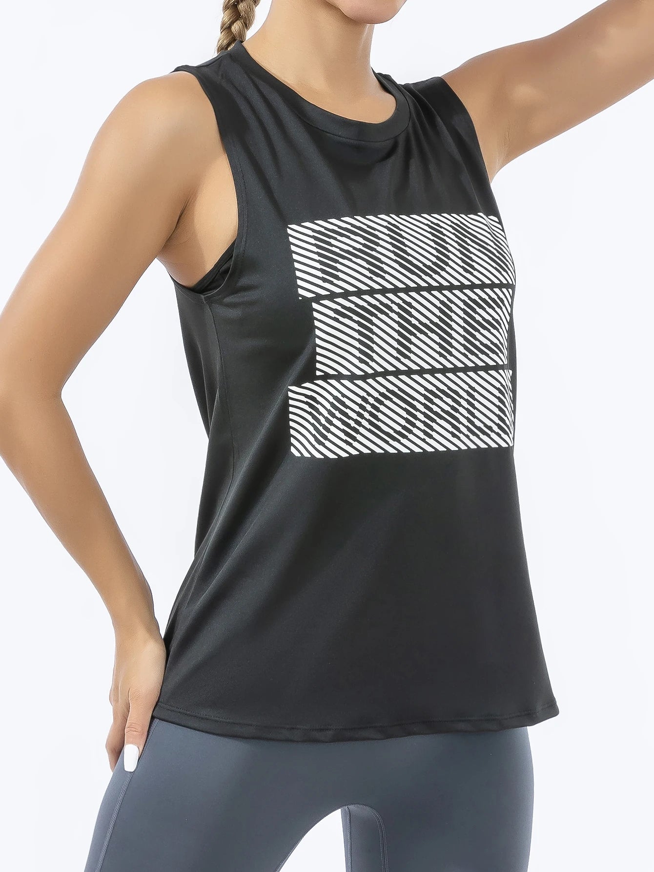 Retro Quick-Dry Black Sports Tank Top