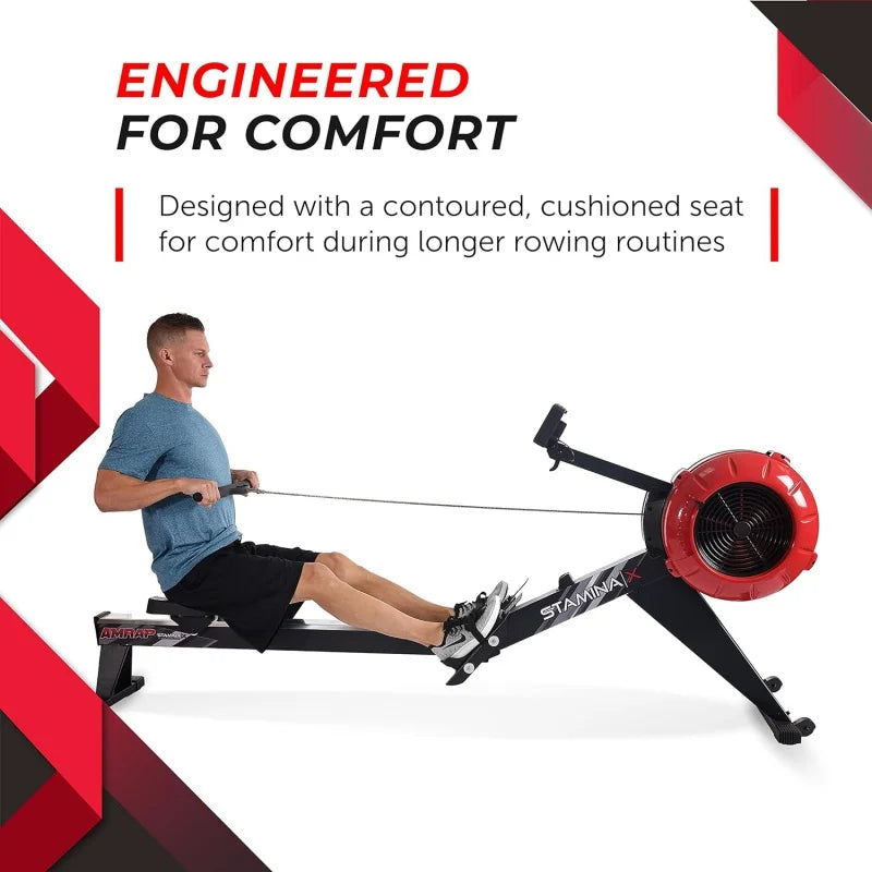 Foldable Rowing Machine with Dynamic Air Resistance for Home Gym Fitness