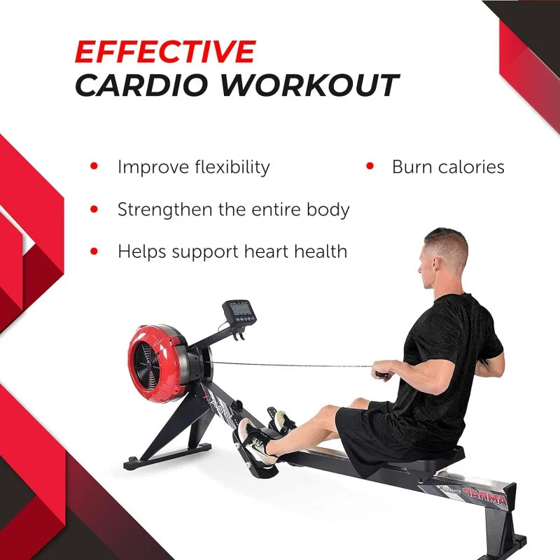 Foldable Rowing Machine with Dynamic Air Resistance for Home Gym Fitness